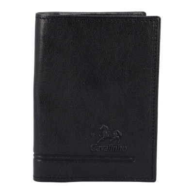 Carteira preta de couro com logotipo Cavalinho em relevo
