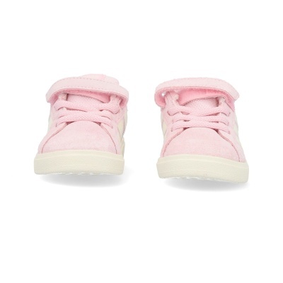 Sapatilhas infantis cor-de-rosa com atacadores e fecho de velcro