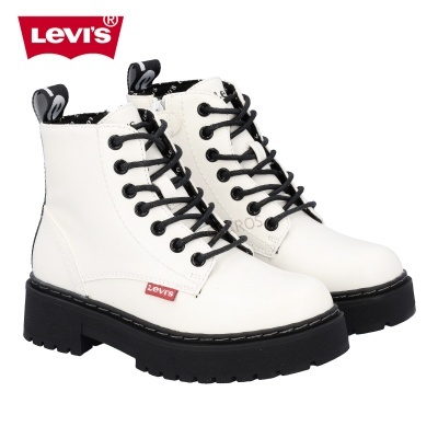 Botas coturno Levi's brancas com atacadores pretos e sola preta