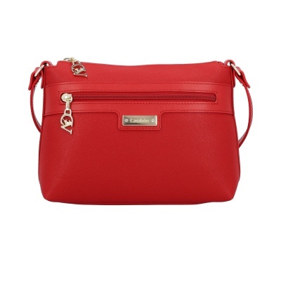 Mala de tiracolo vermelha com fecho de correr e placa metálica Cavalinho