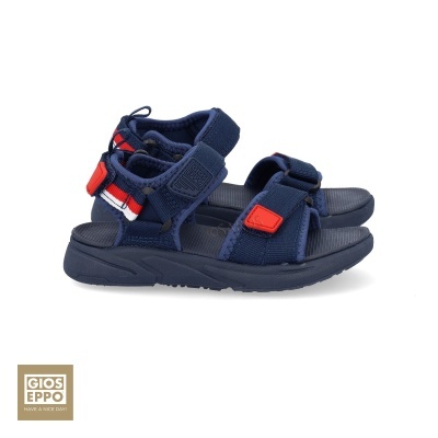 Sandálias desportivas azuis Gioseppo com tiras ajustáveis e sola preta em fundo branco