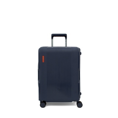 Mala de viagem rígida azul escuro com rodas e pega telescópica