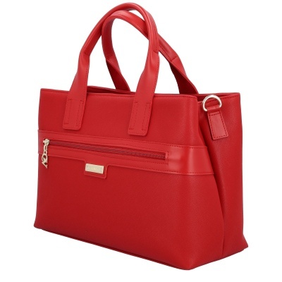 Mala de mão vermelha com fecho de correr frontal e alças reforçadas