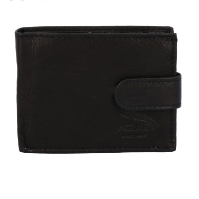 Carteira masculina preta em pele com fecho de aba e logo TEXAS em relevo