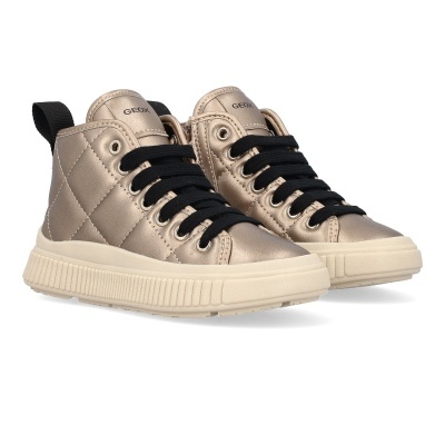Ténis altos Geox dourados com cadarços pretos e sola branca