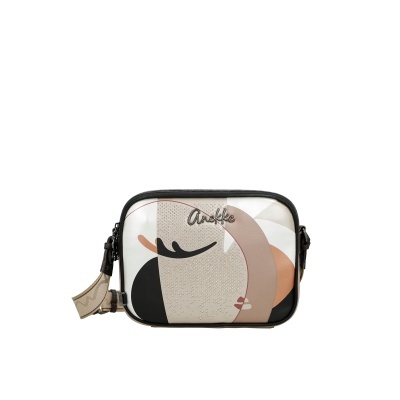 Bolsa de tiracolo Anekke abstração em bege e castanho