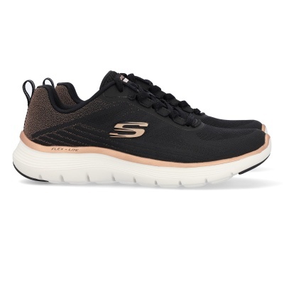 Sapatilhas desportivas Skechers preto com detalhes castanho claro e sola branca