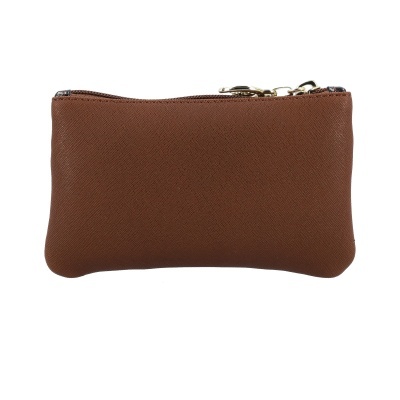 Bolsa pequena castanha com fecho metálico dourado