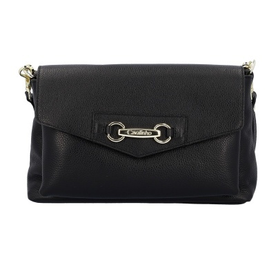 Mala preta Cavalinho em couro sintético com fecho dourado