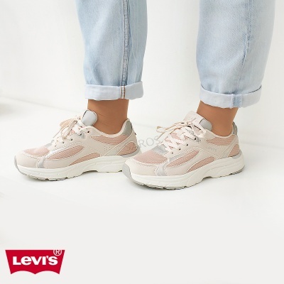 Sapatos desportivos Levis bege e rosa com sola branca