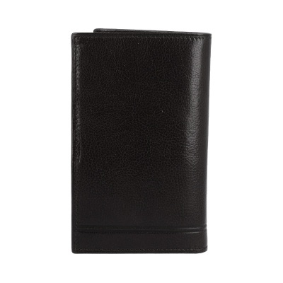 Carteira preta de couro texturizado com costura