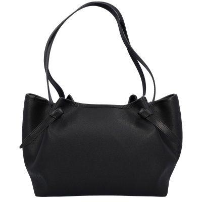 Mala de ombro preta simples com alças finas duplas