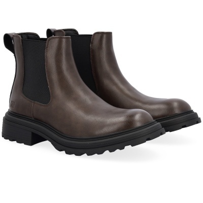 Botas Chelsea castanhas de couro com sola preta