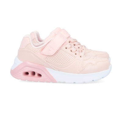 Ténis desportivos infantis rosa com fecho de velcro e sola branca