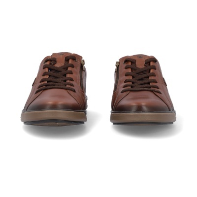 Sapatos de couro castanhos com atacadores e zip