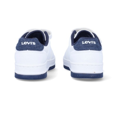 Sapatilhas brancas e azuis com logo LEVIS na parte traseira