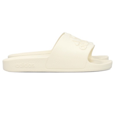 Chinelo slide creme Adidas com logotipo em relevo