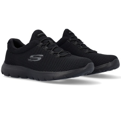 Sapatilhas desportivas pretas Skechers em malha com solado preto