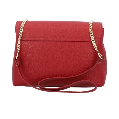 Mala vermelha com alças de corrente dourada