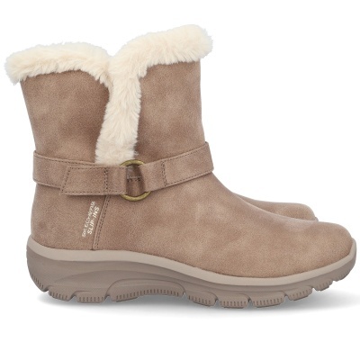 Botas de inverno castanho claro com pelo branco e sola antiderrapante