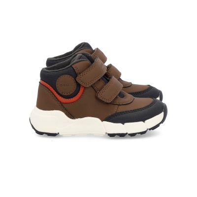 Sapatilhas infantis Geox castanho com velcros e sola branca