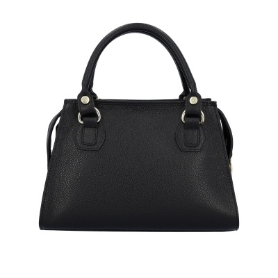 Mala de senhora preta com alças curtas e textura granulada