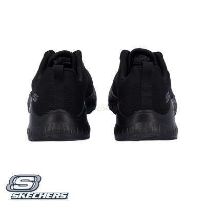 Sapatilhas pretas Skechers vistas da parte traseira