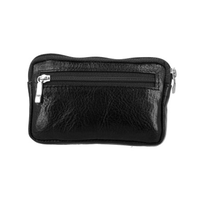 Carteira preta pequena com dois fechos de correr