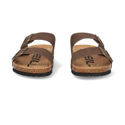 Sandálias castanhas com duas tiras e sola de cortiça