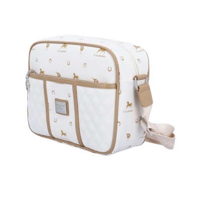 Mala de ombro branca com padrão Cavalinho e ferraduras