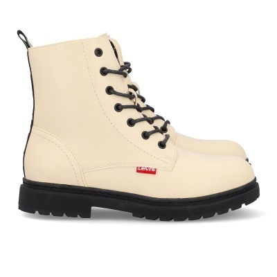 Botas Levis creme com sola preta e atacadores pretos