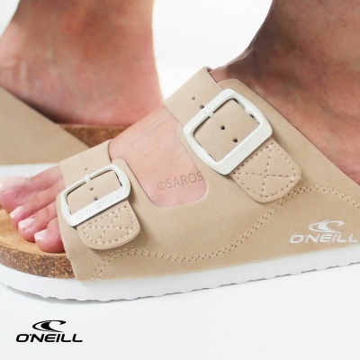 Sandálias bege O'Neill com fivelas brancas e sola branca