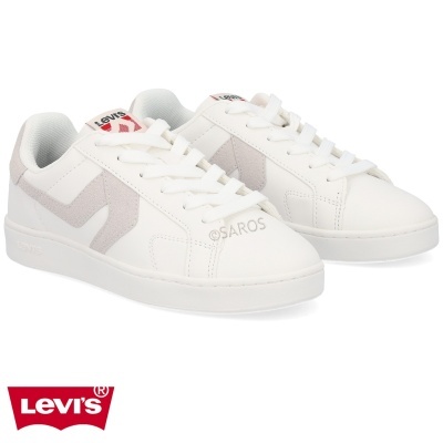 Sapatilhas brancas Levi's com detalhes cinza e atacadores brancos