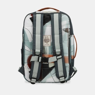 Mochila com padrão abstrato e alças cinzentas ajustáveis