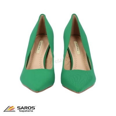 Sapatos de salto alto femininos verdes com etiqueta interna CORINA