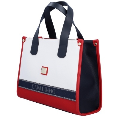 Mala de mão CAVALINHO branco, vermelho e azul escuro com alças azuis