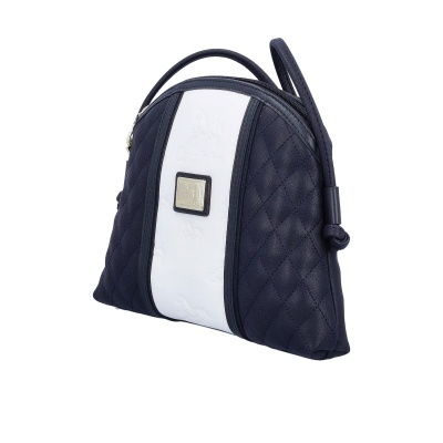 Bolsa azul escuro acolchoada com faixa branca e logótipo Catalina