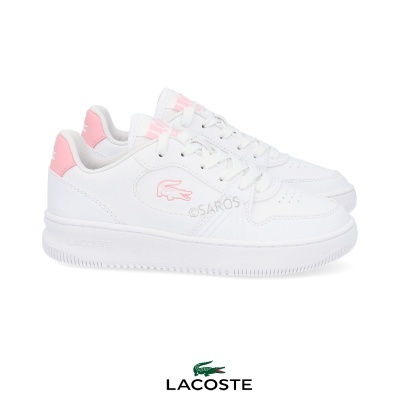 Ténis Lacoste brancos com detalhes rosa e logótipo de crocodilo