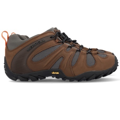 Ténis desportivos Merrell castanho e cinzento com sola Vibram preta
