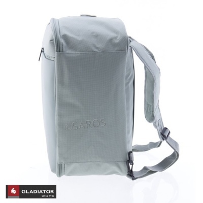 mochila cinza claro SAROS com alças almofadadas e fecho de correr