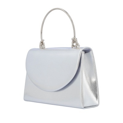 Bolsa de mão prateada com alça rígida