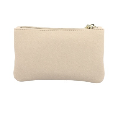 Carteira pequena bege com fecho metálico