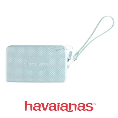 Carteira azul claro havaianas com pega de mão e fecho de correr