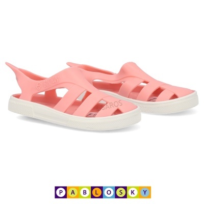 Sandálias cor-de-rosa com sola branca e design aberto