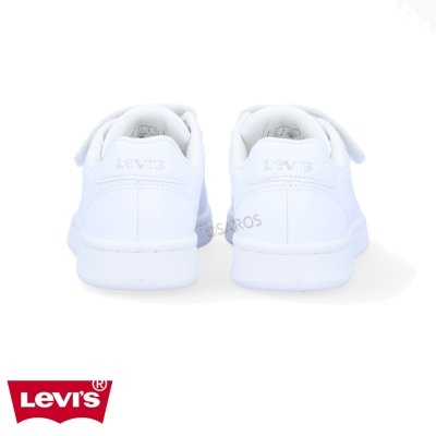 Sapatilhas brancas Levi's vistas de trás com logótipo