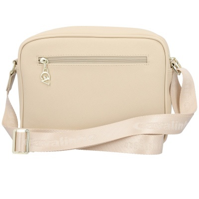 Mala tiracolo bege com alça e fecho de correr