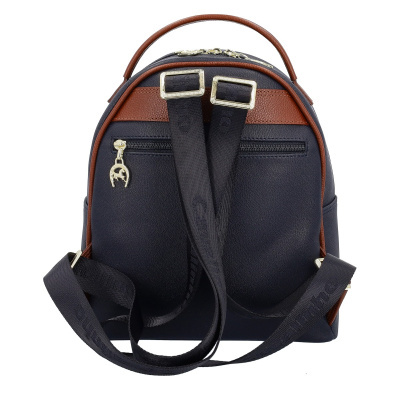 Mochila preta com detalhes castanho e alças pretas