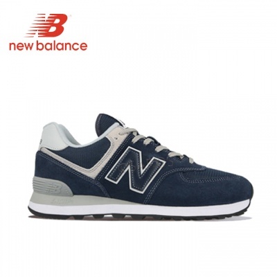 Ténis New Balance azul, cinzento e branco com logo N grande lateral