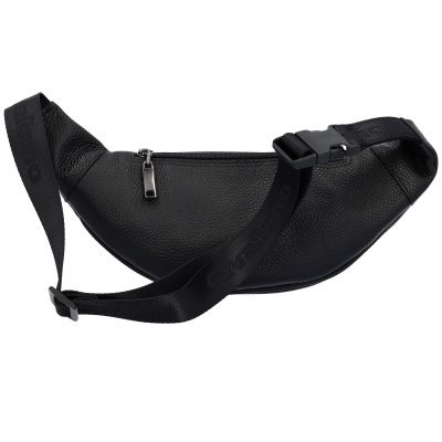 Bolsa pochete preta em pele com cinto ajustável preto