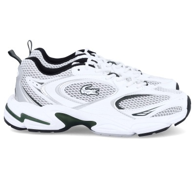 Sapatilhas desportivas brancas Lacoste com detalhes cinzentos e verdes